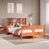 Lit bibliothèque sans matelas cire marron 150x200 cm pin massif 