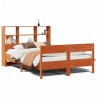 Lit bibliothèque sans matelas cire marron 150x200 cm pin massif 