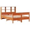 Lit bibliothèque sans matelas cire marron 150x200 cm pin massif 