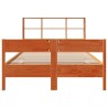 Lit bibliothèque sans matelas cire marron 150x200 cm pin massif 
