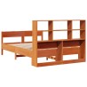 Lit bibliothèque sans matelas cire marron 150x200 cm pin massif 