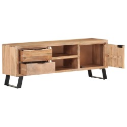 Meuble TV 120x30x42 cm Bois massif d'acacia avec bord naturel 