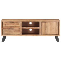Meuble TV 120x30x42 cm Bois massif d'acacia avec bord naturel 