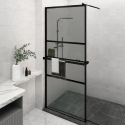 Paroi de douche avec étagère Noir 100x195cm Verre ESG&Aluminium 