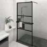 Paroi de douche avec étagère Noir 100x195cm Verre ESG&Aluminium 