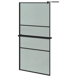 Paroi de douche avec étagère Noir 100x195cm Verre ESG&Aluminium 