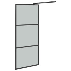 Paroi de douche avec étagère Noir 100x195cm Verre ESG&Aluminium 