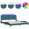 Cadre de lit avec LED sans matelas bleu 180x200 cm velours 