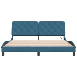 Cadre de lit avec LED sans matelas bleu 180x200 cm velours 