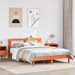 Cadre de lit sans matelas cire marron 140x200cm bois pin massif 