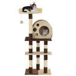 Arbre à chat avec griffoirs en sisal 127 cm Beige et marron 