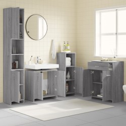 Ensemble de meubles de salle de bain 4 pcs Sonoma gris 