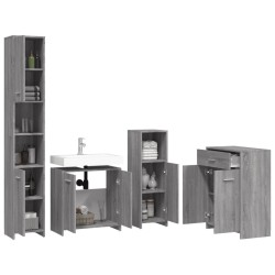 Ensemble de meubles de salle de bain 4 pcs Sonoma gris 