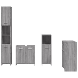 Ensemble de meubles de salle de bain 4 pcs Sonoma gris 