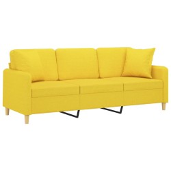 Canapé 3 places avec oreillers jaune clair 180 cm tissu 