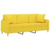 Canapé 3 places avec oreillers jaune clair 180 cm tissu 