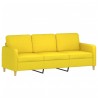 Canapé 3 places avec oreillers jaune clair 180 cm tissu 