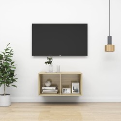 Meuble TV mural Chêne sonoma 37x37x72 cm Bois d’ingénierie 