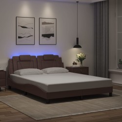 Cadre de lit avec LED sans matelas marron 160x200 cm 