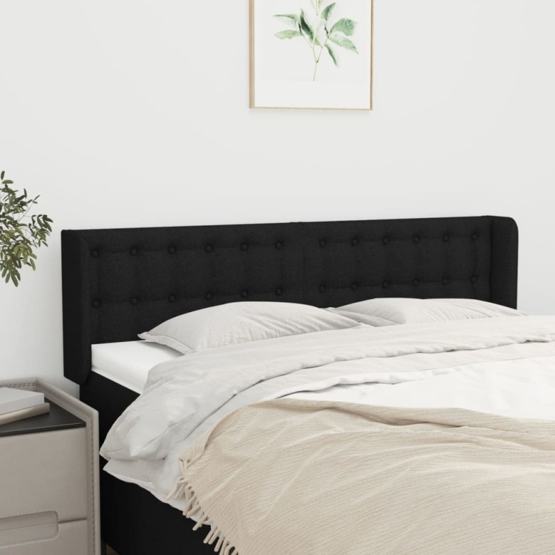 Tête de lit avec oreilles Noir 147x16x78/88 cm Tissu 