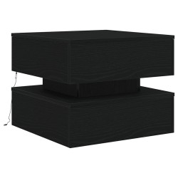 Table basse avec lumières LED chêne noir 50x50x40 cm 