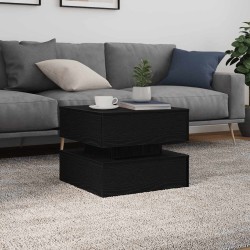 Table basse avec lumières LED chêne noir 50x50x40 cm 