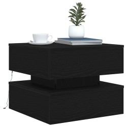 Table basse avec lumières LED chêne noir 50x50x40 cm 