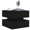 Table basse avec lumières LED chêne noir 50x50x40 cm 