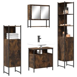 Ensemble de meubles de salle de bain 4 pcs Chêne fumé Bois 