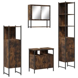 Ensemble de meubles de salle de bain 4 pcs Chêne fumé Bois 