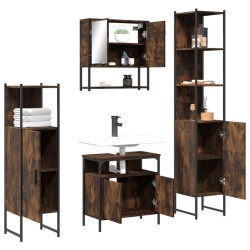 Ensemble de meubles de salle de bain 4 pcs Chêne fumé Bois 