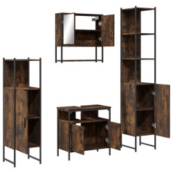 Ensemble de meubles de salle de bain 4 pcs Chêne fumé Bois 