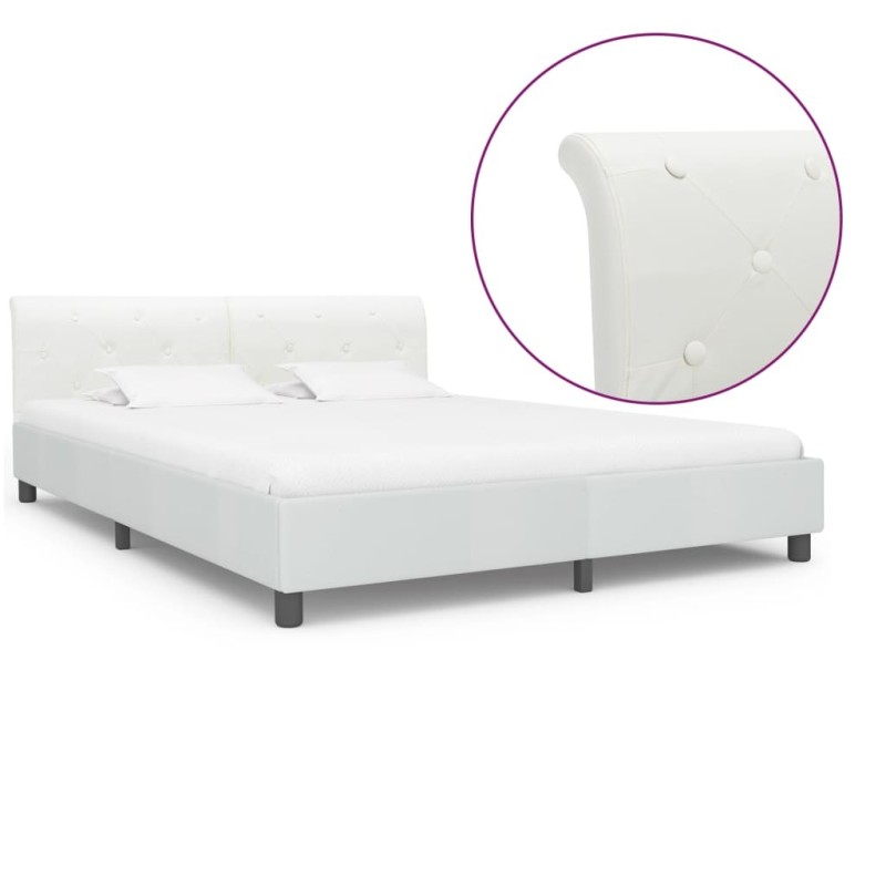 Cadre de lit Blanc Similicuir 180 x 200 cm 