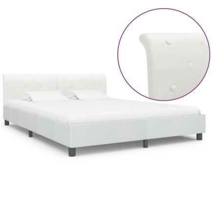 Cadre de lit Blanc Similicuir 180 x 200 cm 