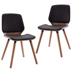 Chaises à manger lot de 2 noir similicuir 