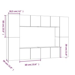 Ensemble de meubles TV 8 pcs Chêne fumé Bois d'ingénierie 