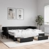 Lit de jour avec gigogne et tiroirs sans matelas noir 90x200 cm 