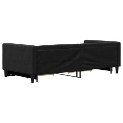 Lit de jour avec gigogne et tiroirs sans matelas noir 90x200 cm 