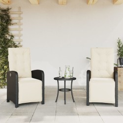 Chaises inclinables de jardin lot de 2 repose-pied noir rotin 