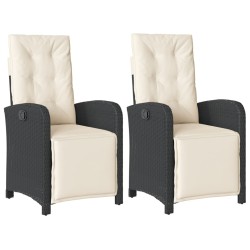 Chaises inclinables de jardin lot de 2 repose-pied noir rotin 