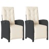 Chaises inclinables de jardin lot de 2 repose-pied noir rotin 