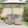 Canapé de jardin avec table et coussins en forme de L beige 