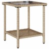 Canapé de jardin avec table et coussins en forme de L beige 
