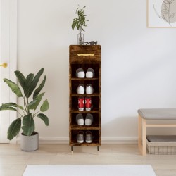 Meuble à chaussures chêne fumé 30x35x105 cm bois d'ingénierie 