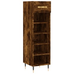 Meuble à chaussures chêne fumé 30x35x105 cm bois d'ingénierie 