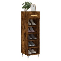 Meuble à chaussures chêne fumé 30x35x105 cm bois d'ingénierie 