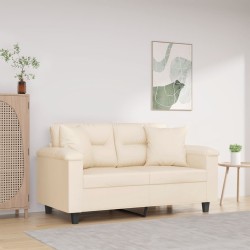 Canapé 2 places avec oreillers beige 120 cm tissu microfibre 