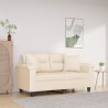 Canapé 2 places avec oreillers beige 120 cm tissu microfibre 