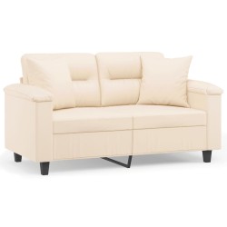 Canapé 2 places avec oreillers beige 120 cm tissu microfibre 