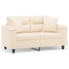 Canapé 2 places avec oreillers beige 120 cm tissu microfibre 
